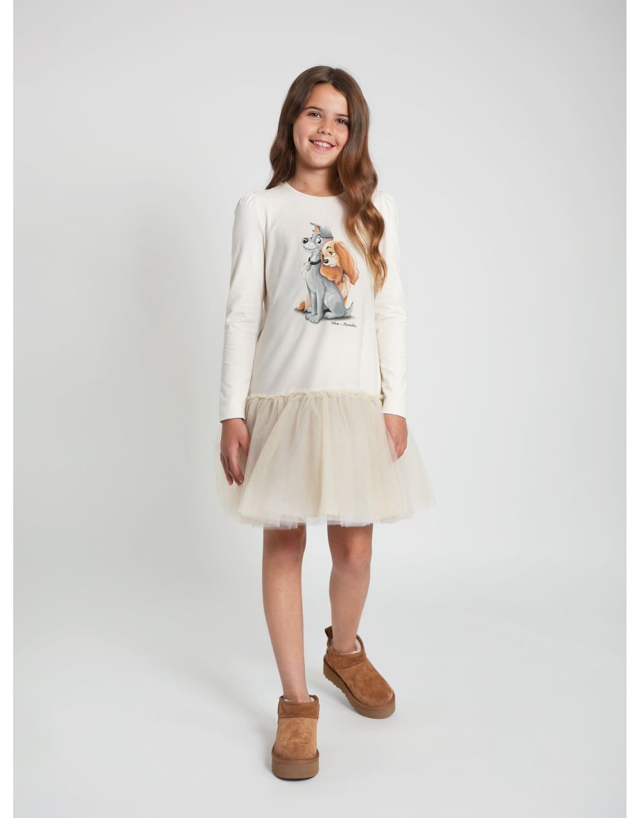 Girls Disney's Lady and The Tramp Dress in Ivory