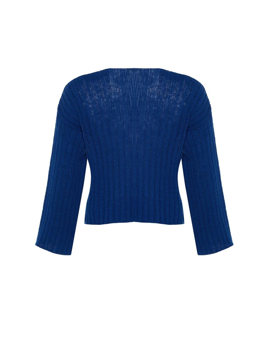 Saks Wide Fit Crop Wool Basic Knitwear Sweater - 7