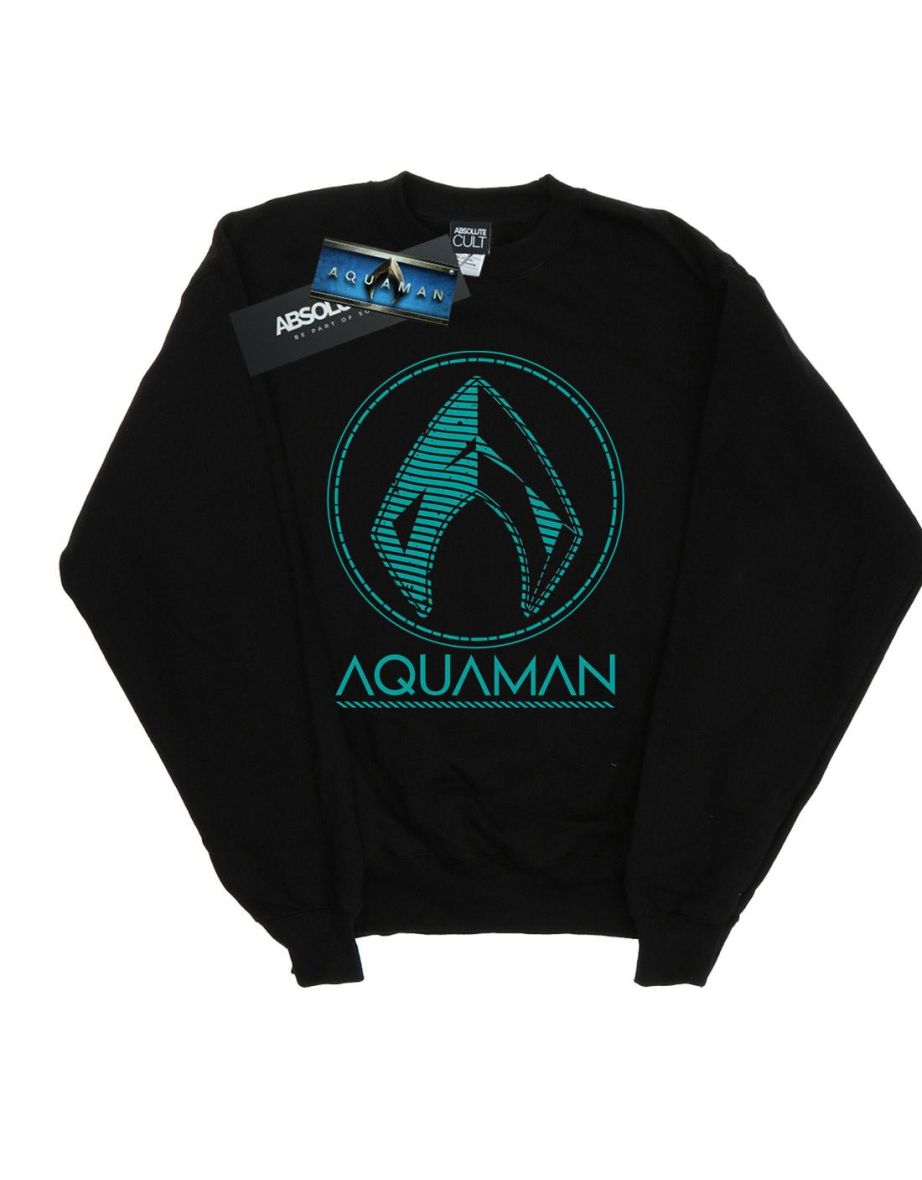 DC Comics Boys Aquaman Aqua Logo Sweatshirt - Black