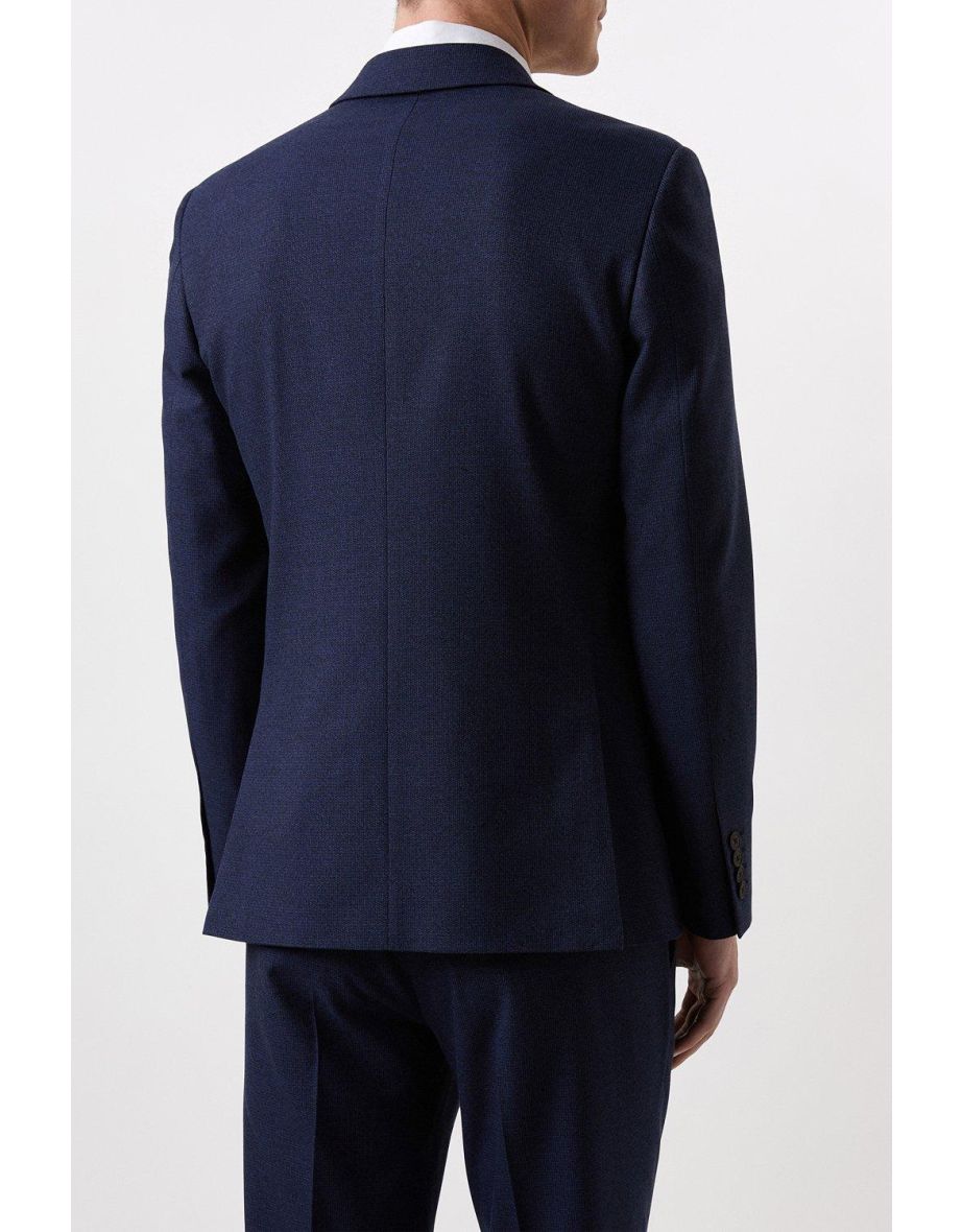 Skinny  Fit Navy Marl Suit  Jacket - 2