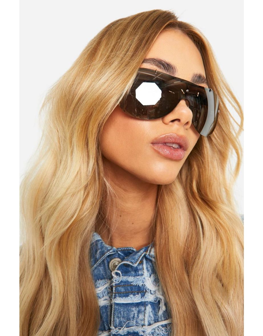 Shop Silver Tinted Oversized Aviator Sunglasses silver Online in Oman VogaCloset