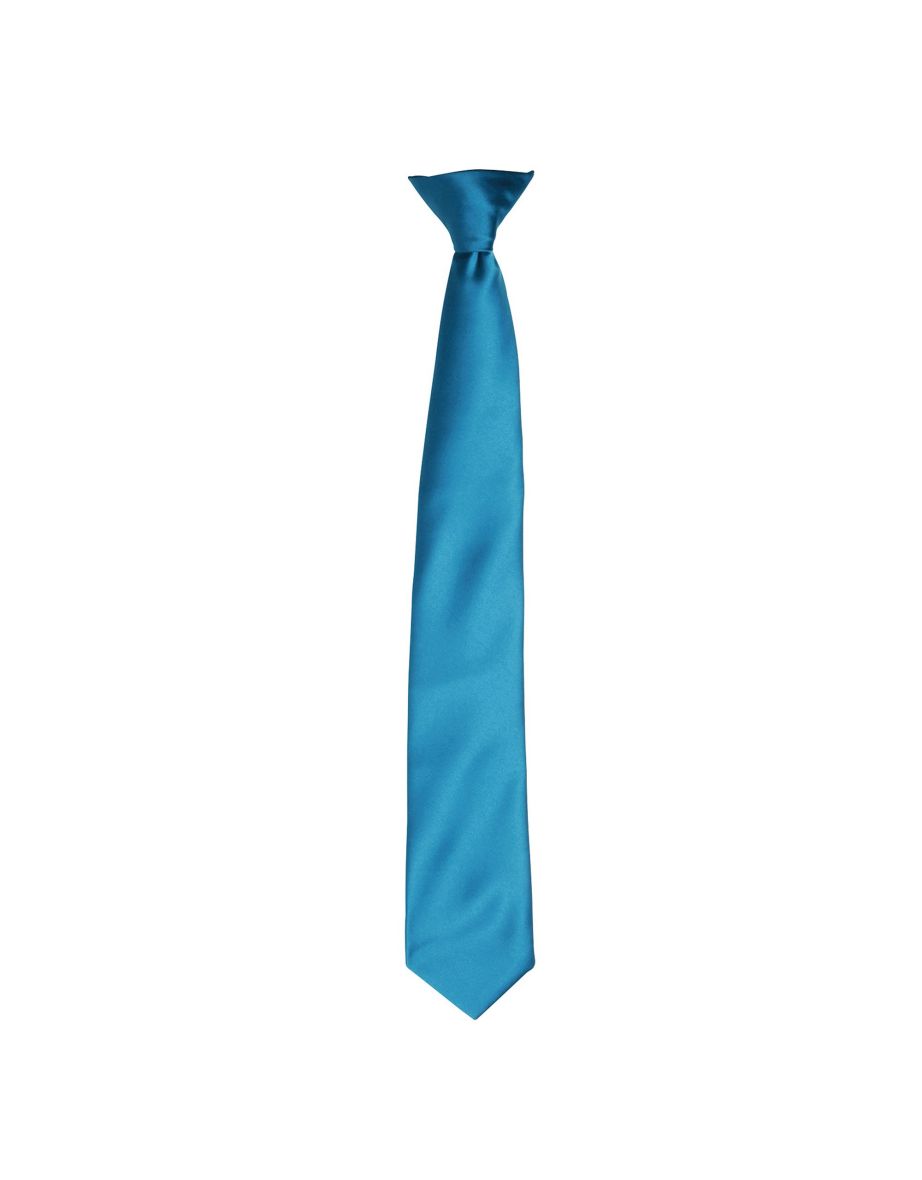 Premier Colours Mens Satin Clip Tie - Teal