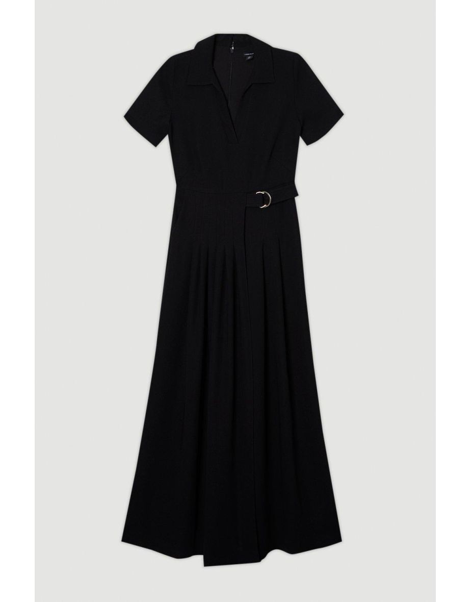 Soft Tailored Pleated Belted Jumpsuit - 3