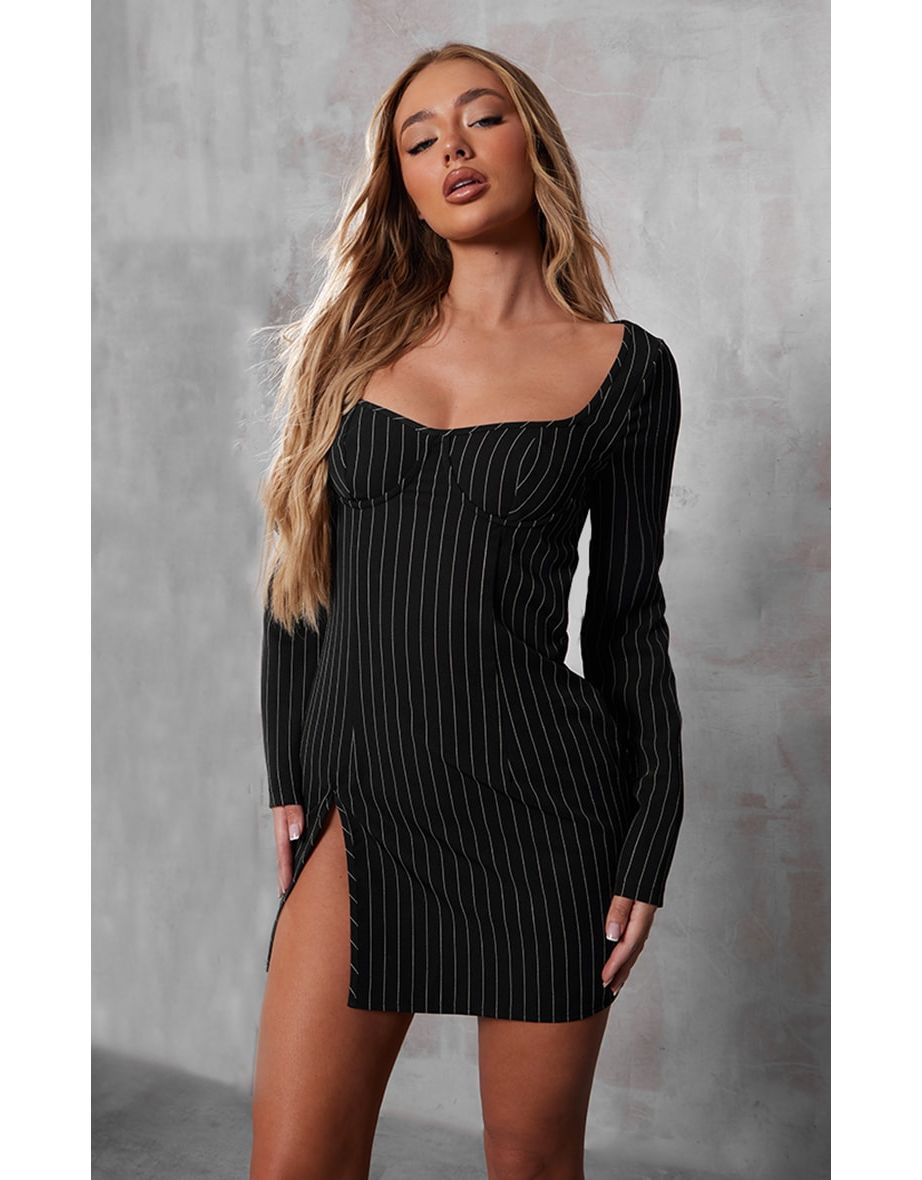 Black pinstripe clearance sheath dress