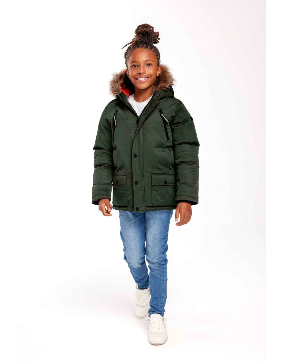 Shop Boys Parka Jacket With Fur Trim Hood Online in Bahrain VogaCloset