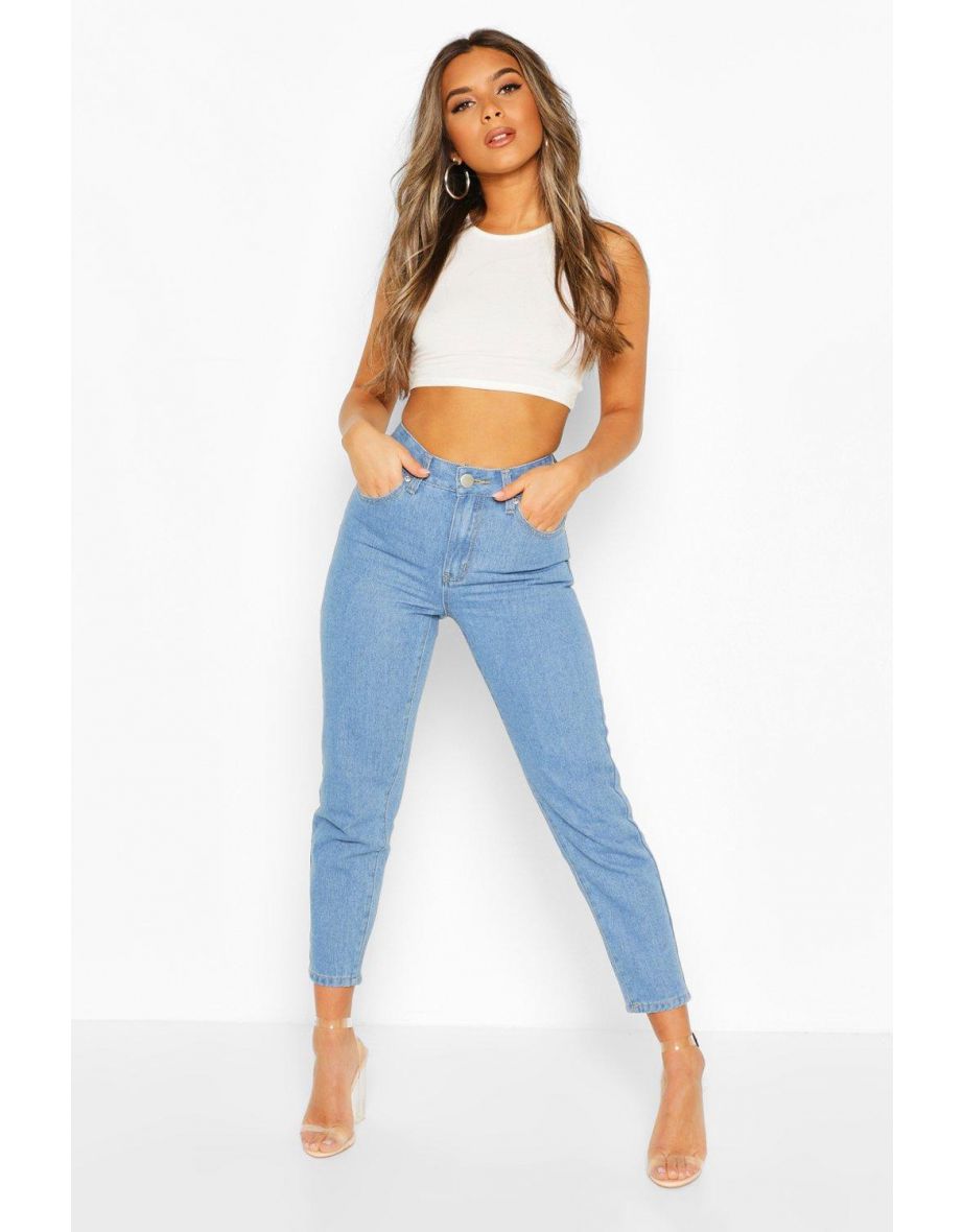 Petite High Rise Straight Leg Jean - light blue