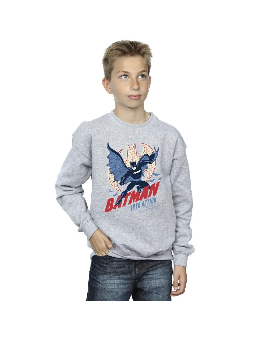 DC Comics Boys Batman Into Action Sweatshirt - Sports Grey