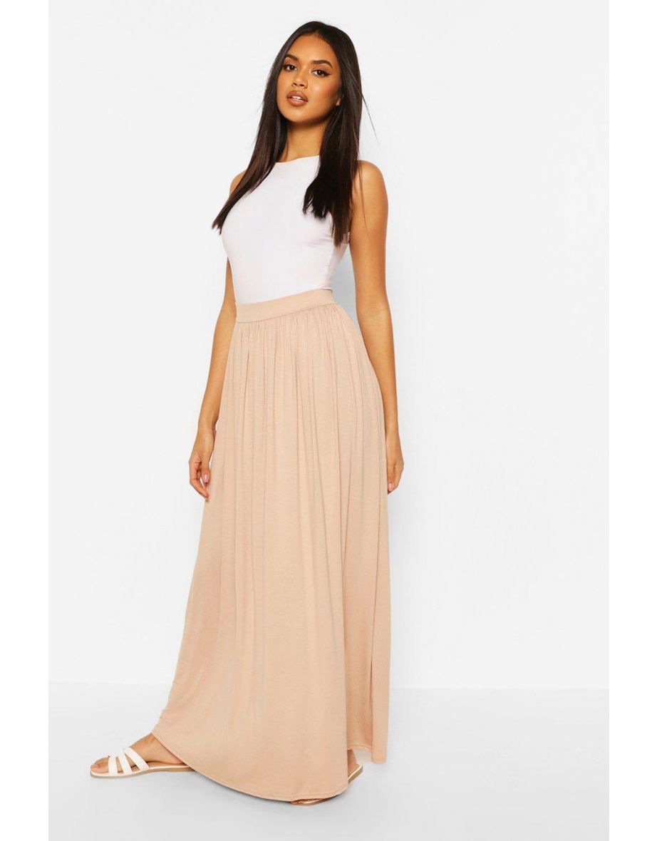 Basic Floor Sweeping Jersey Maxi Skirt - spice - 3
