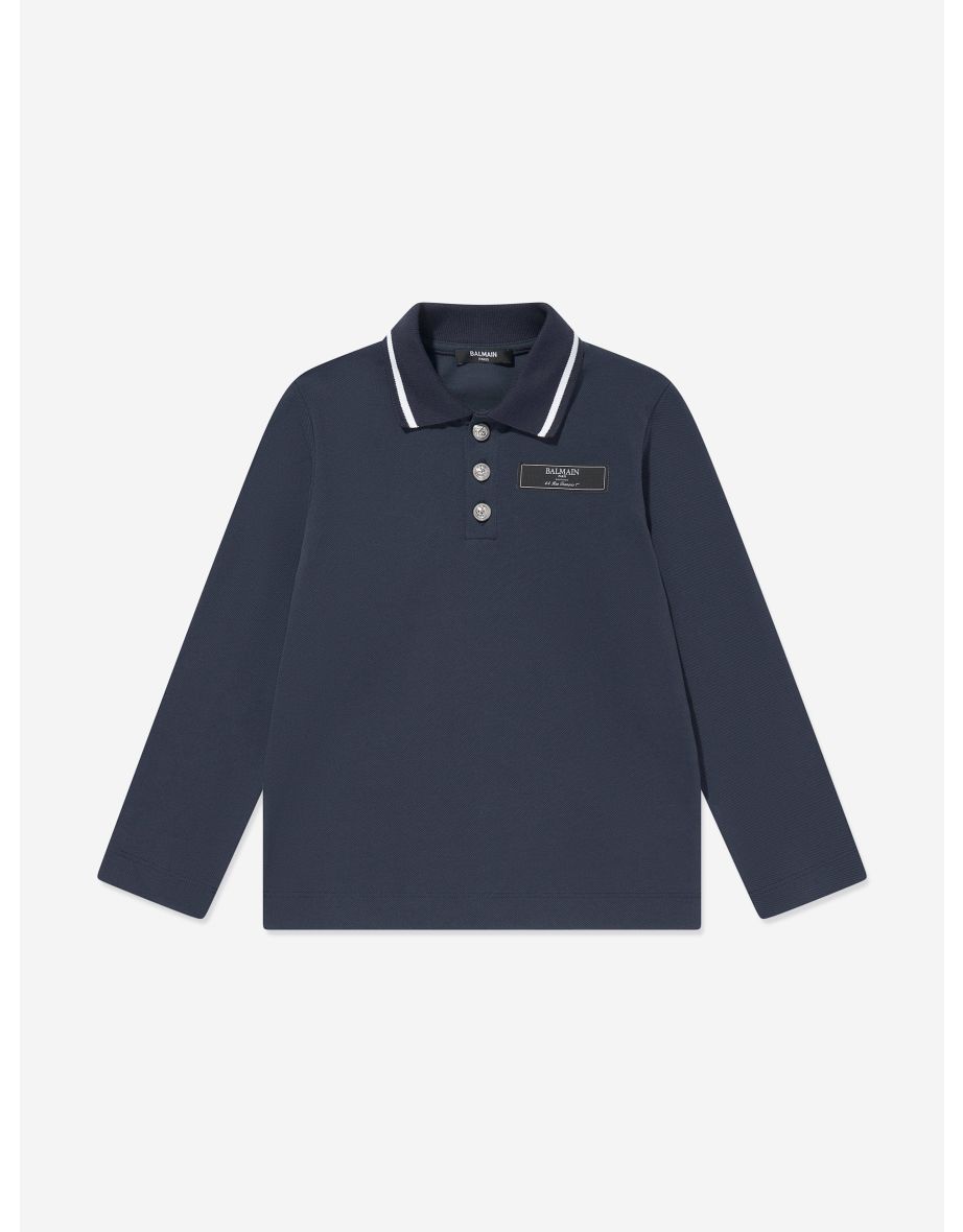 Boys Long Sleeve Polo Shirt in Navy