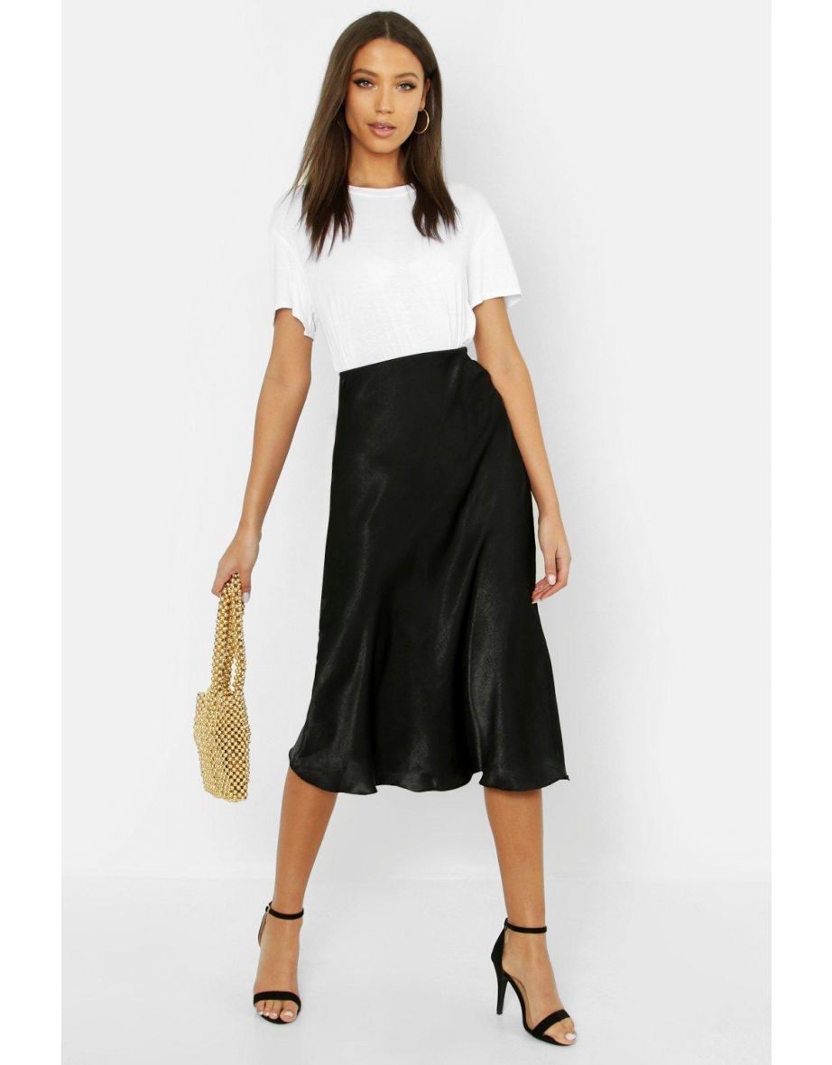 Tall Bias Cut Satin Midi Skirt - sage - 3