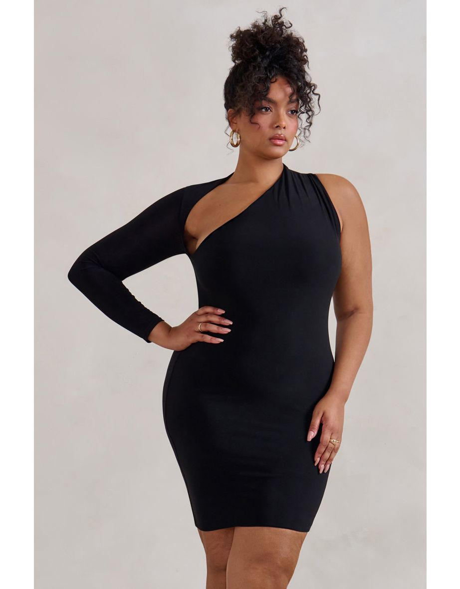 Black One Shoulder Bodycon Dress