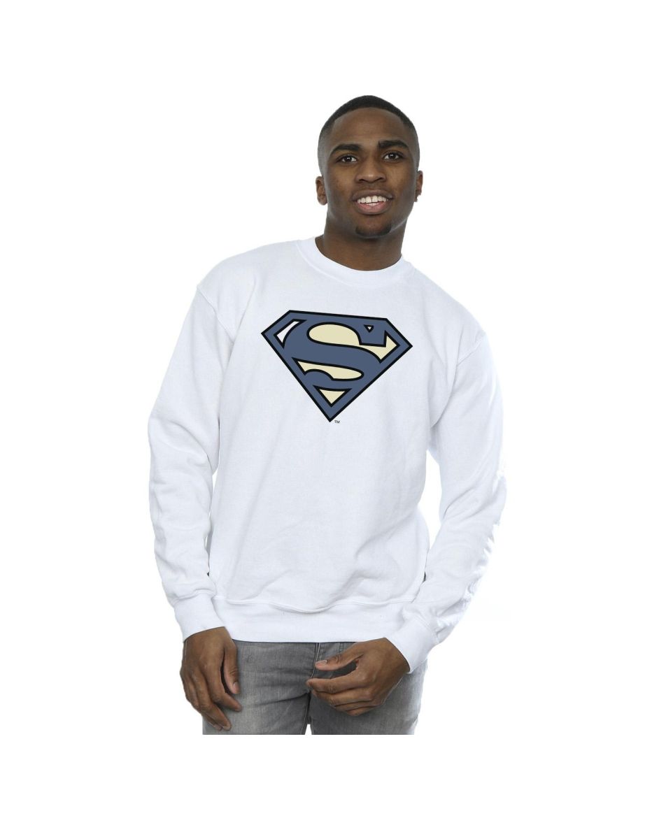DC Comics Mens Superman Indigo Blue Logo Sweatshirt - White