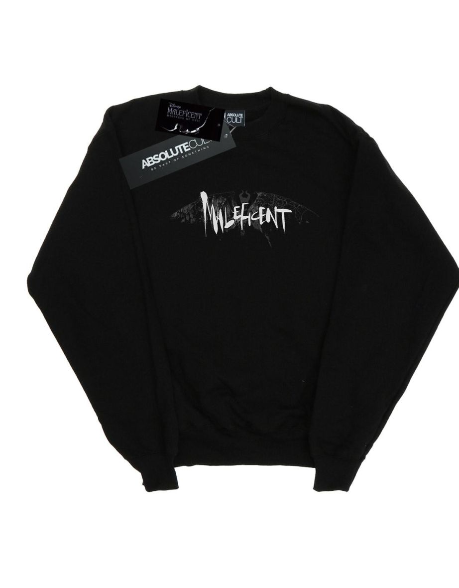 Disney Girls Maleficent Mistress Of Evil Wings Silhouette Sweatshirt - Black