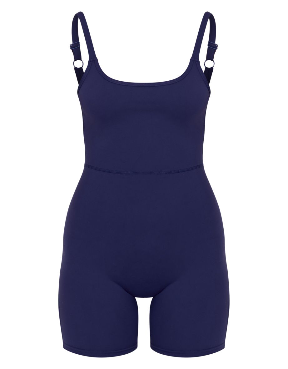 Navy Sculpt Low Back Strappy Unitard - 4