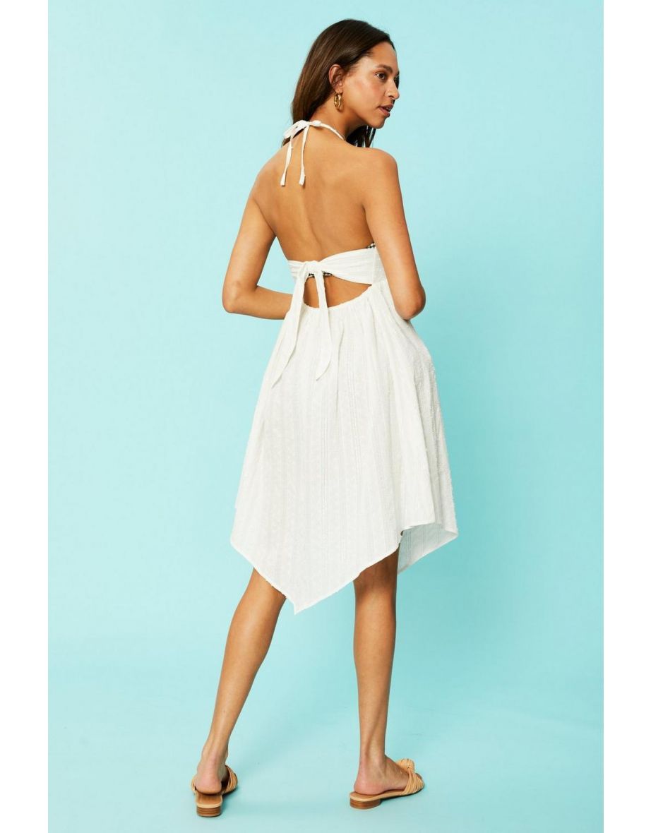 Sparkle Thread Dobby Halter Midi Dress - ivory - 3
