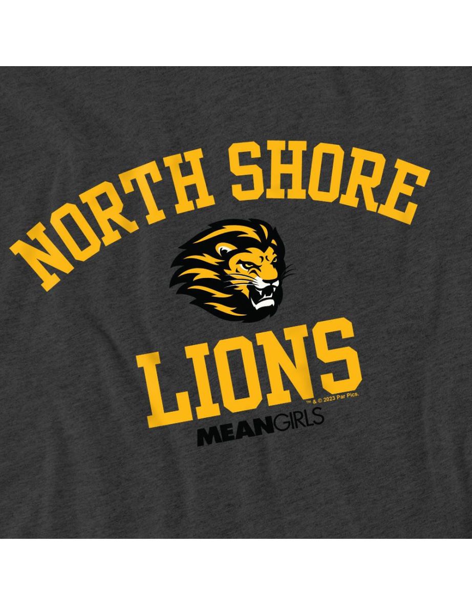 Mean Girls Unisex Adult North Shore Lions T-Shirt - Charcoal - 3