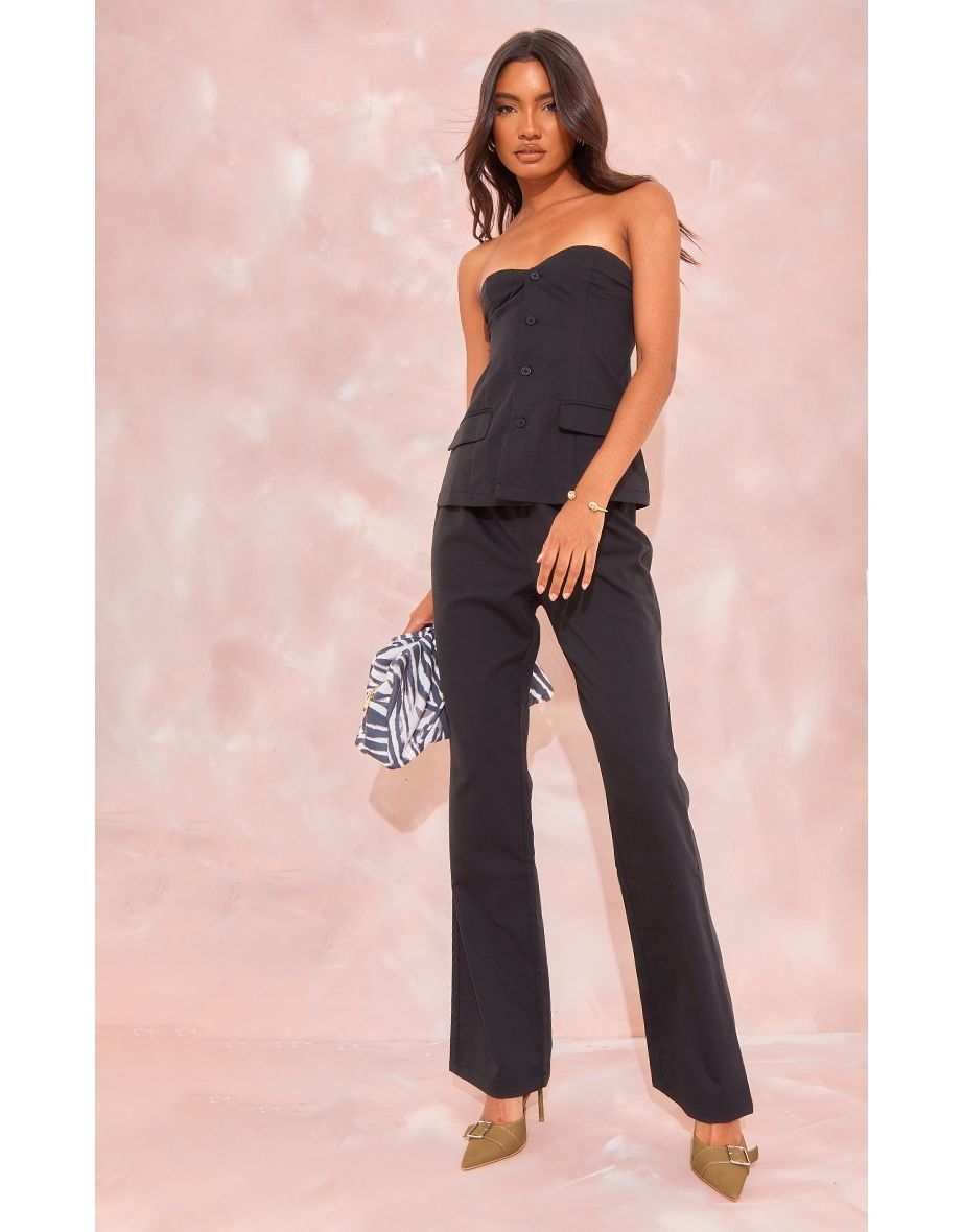 Tall Black Button Up Front Corset Top
