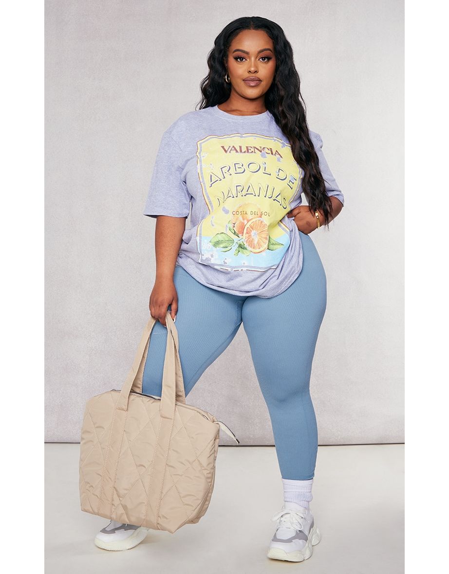 Plus Ash Grey Valenica Slogan T Shirt