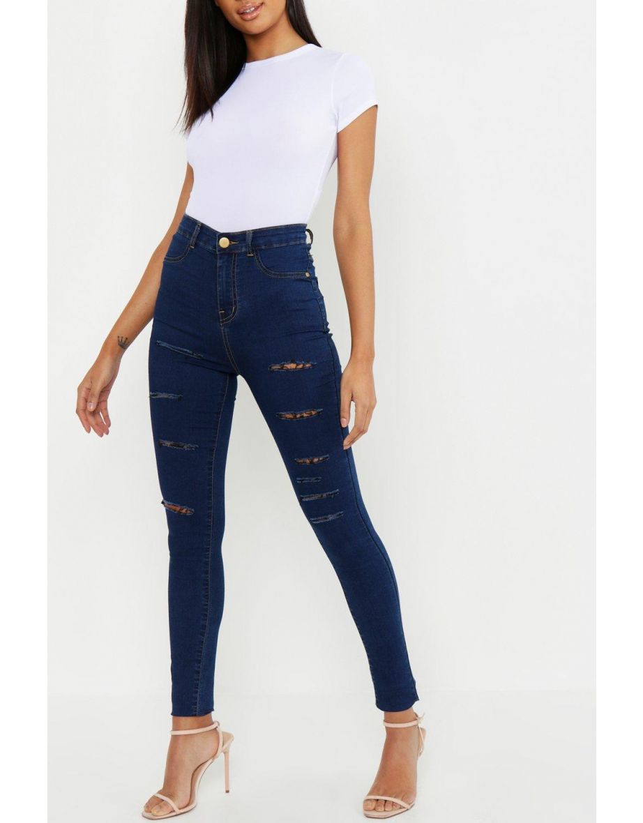 Tall Slash Rip Jegging - dark blue - 3