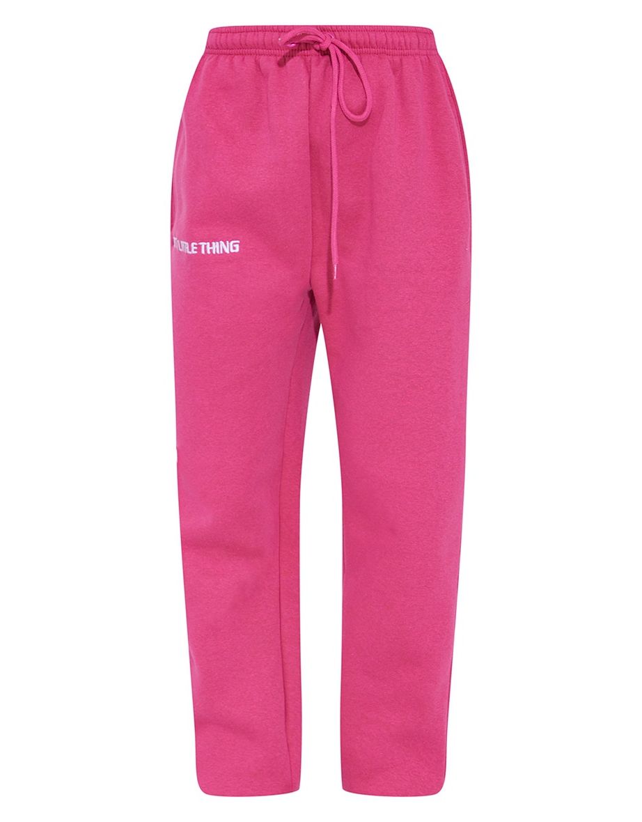 PRETTYLITTLETHING Recycled Hot Pink Slogan Embroidered Joggers - 4