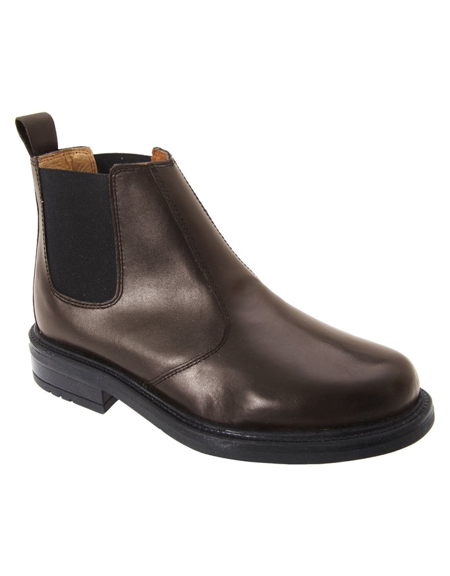 Roamers Mens Leather Quarter Lining Gusset Dealer Boots - Brown