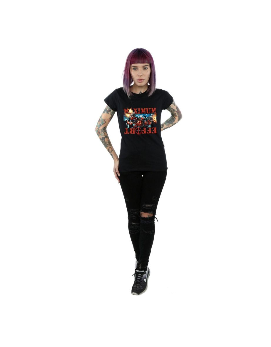 Marvel Womens/Ladies Deadpool Maximum Effort Cotton T-Shirt - Black