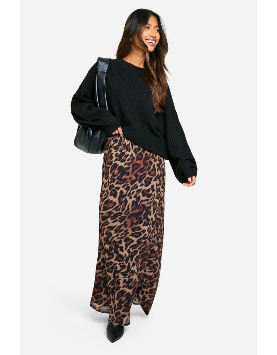 Leopard Chiffon Maxi Skirt