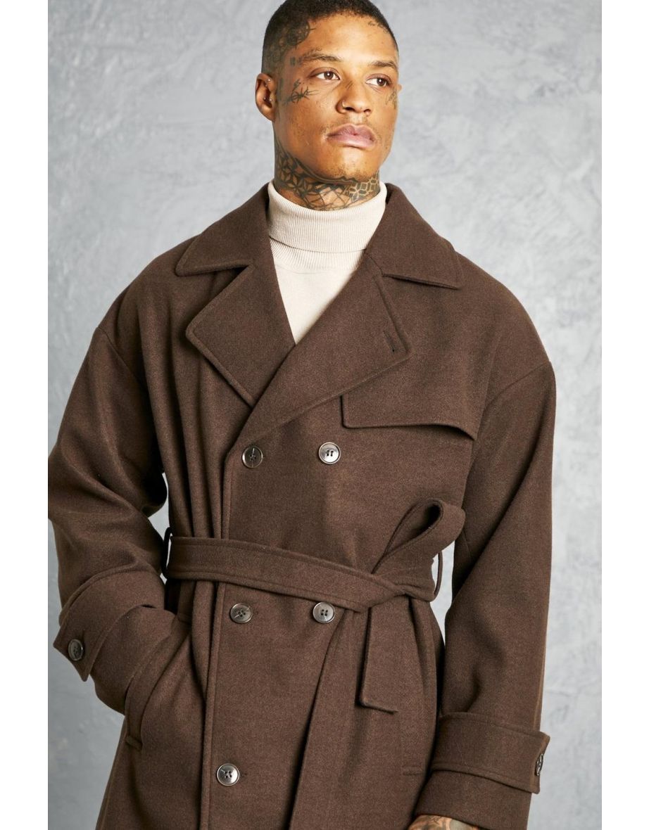 Double Breasted Storm Flap Trench Overcoat - chocolate - 3