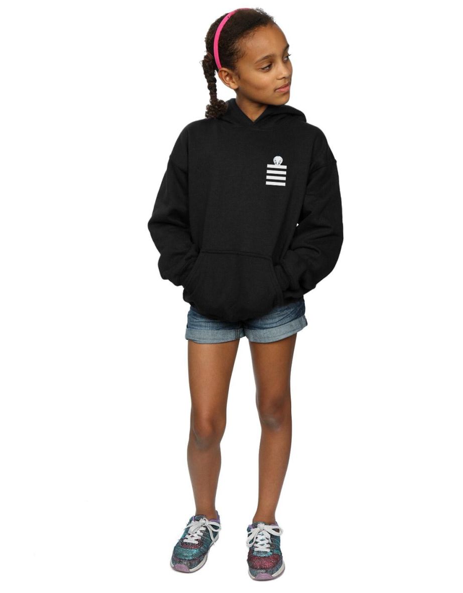 Looney Tunes Girls Tweety Pie Striped Faux Pocket Hoodie - Black - 3