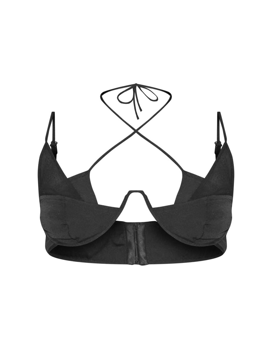 Black Sheer Overlay Detail Bralette - 4