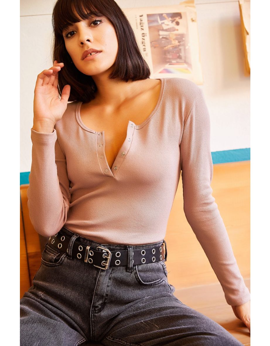 Blouse - Brown - Fitted - 4