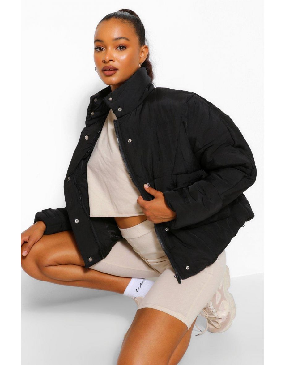 Tall Padded Oversized Cropped Puffer - black