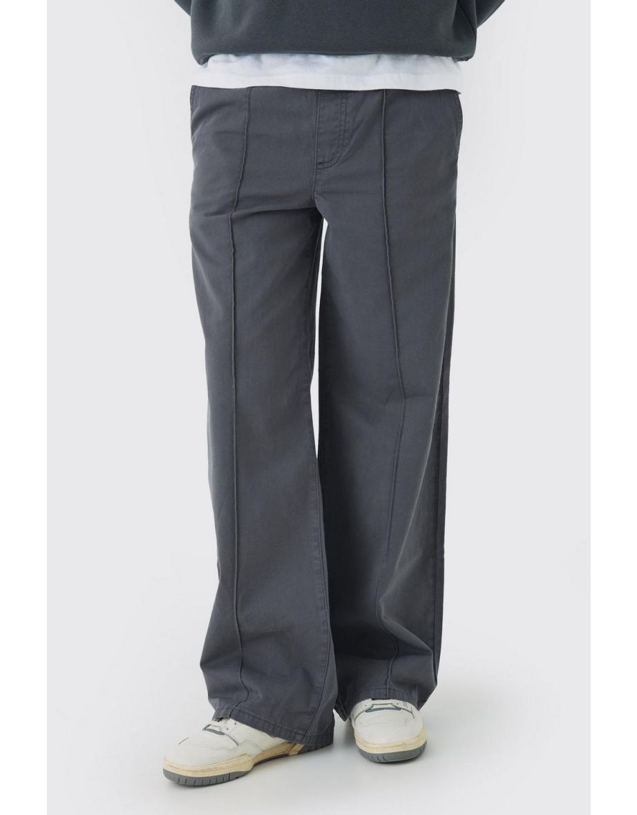 Elasticated Waist Wide Leg Pintuck Chino Trousers