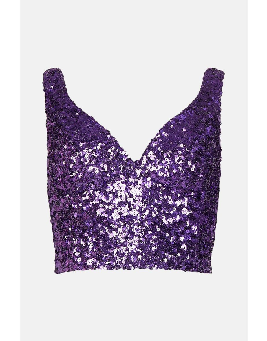 Sequin V Neck Bustier Top - 3