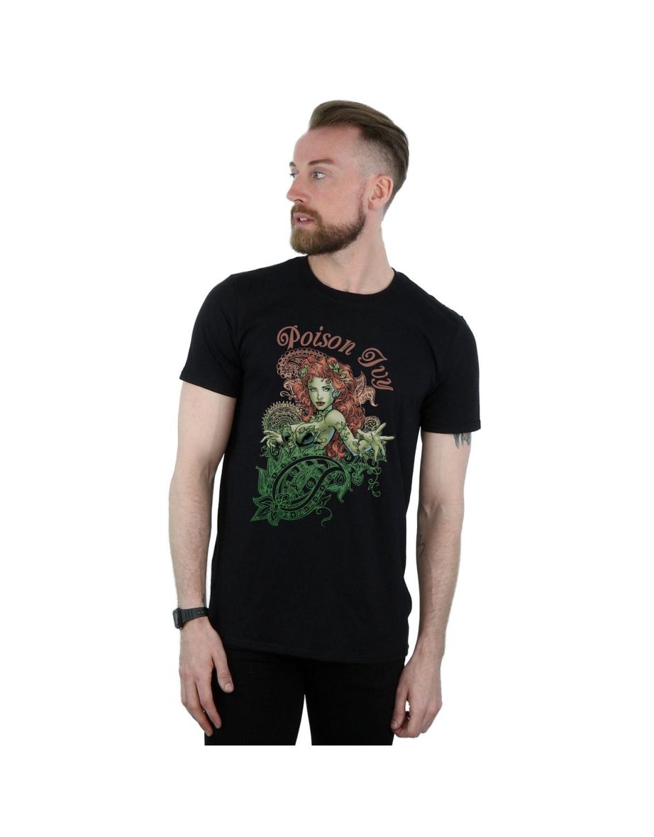 DC Comics Mens Poison Ivy Paisley T-Shirt - Black