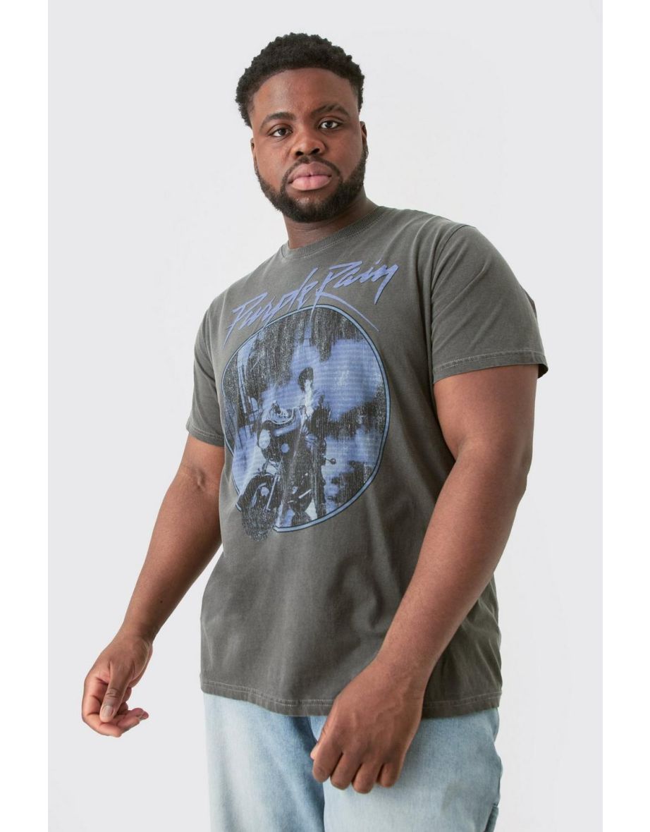 Plus Purple Rain T-shirt In Acid Wash - grey
