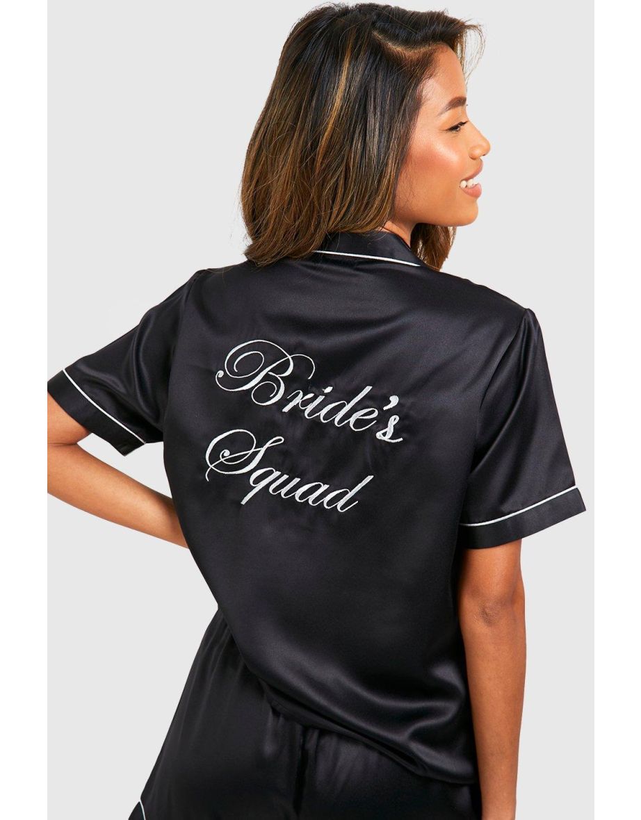 Bride Squad Satin Pj Short Set - black - 3