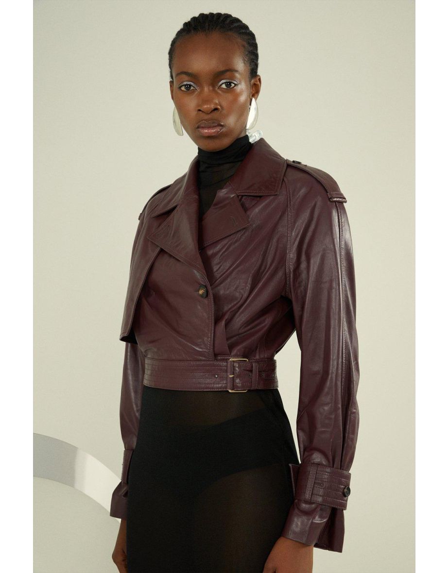 Karen millen cropped leather jacket best sale