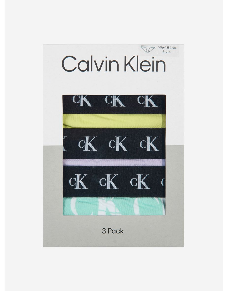 Calvin Klein Girls 3 Pack Bikini Knickers Set in Multicolour - 4