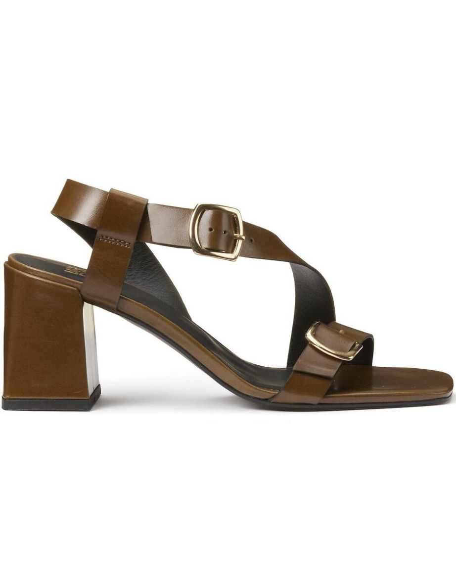 Leather Buckled Sandals with High Heel