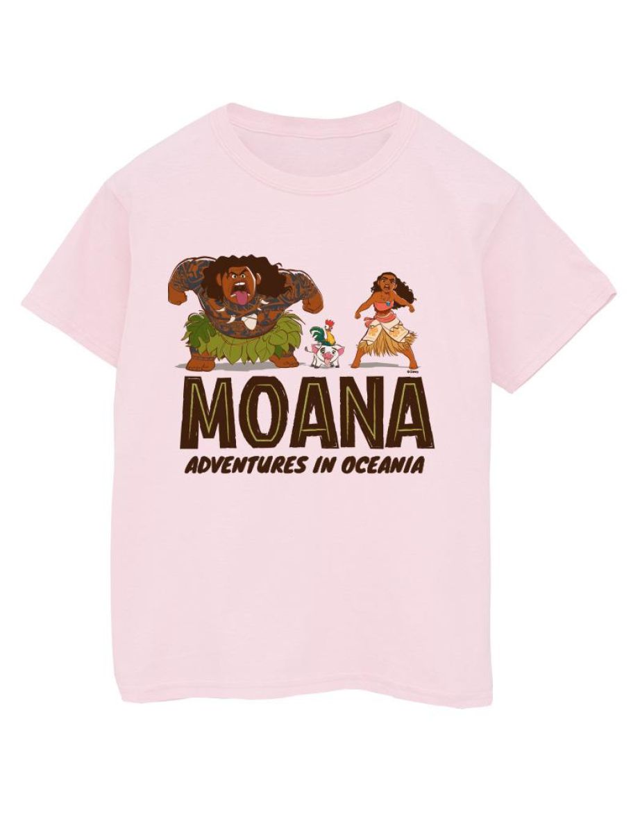 Disney Girls Moana Adventures in Oceania Cotton T-Shirt - Baby Pink - 1