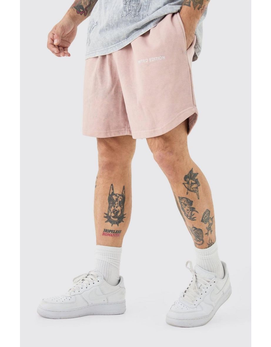Relaxed Volley Fit Acid Washed Shorts - pink