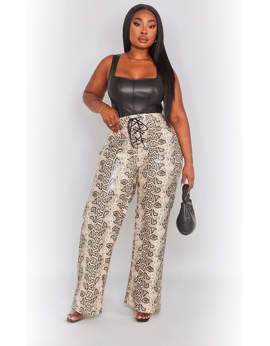 Plus size leather lace up clearance pants