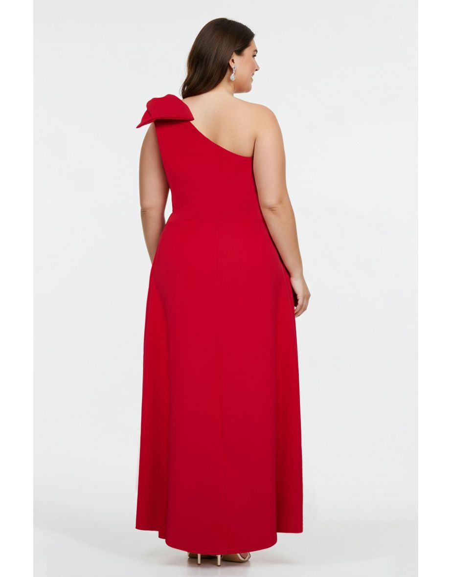 Red Bow One Shoulder Woven Evening/Night/Graduation/Engagement Dress - 4