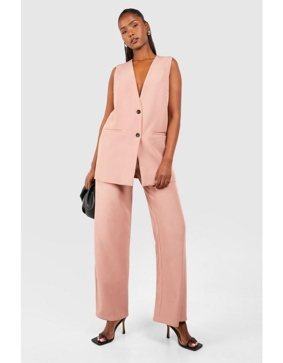 Wide Leg Tailored Trousers - dusty rose
