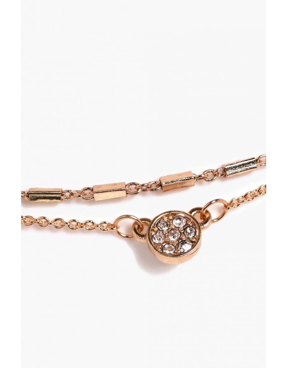 Amy Diamante Chain Choker & Plunge Necklace - GOLD - 2