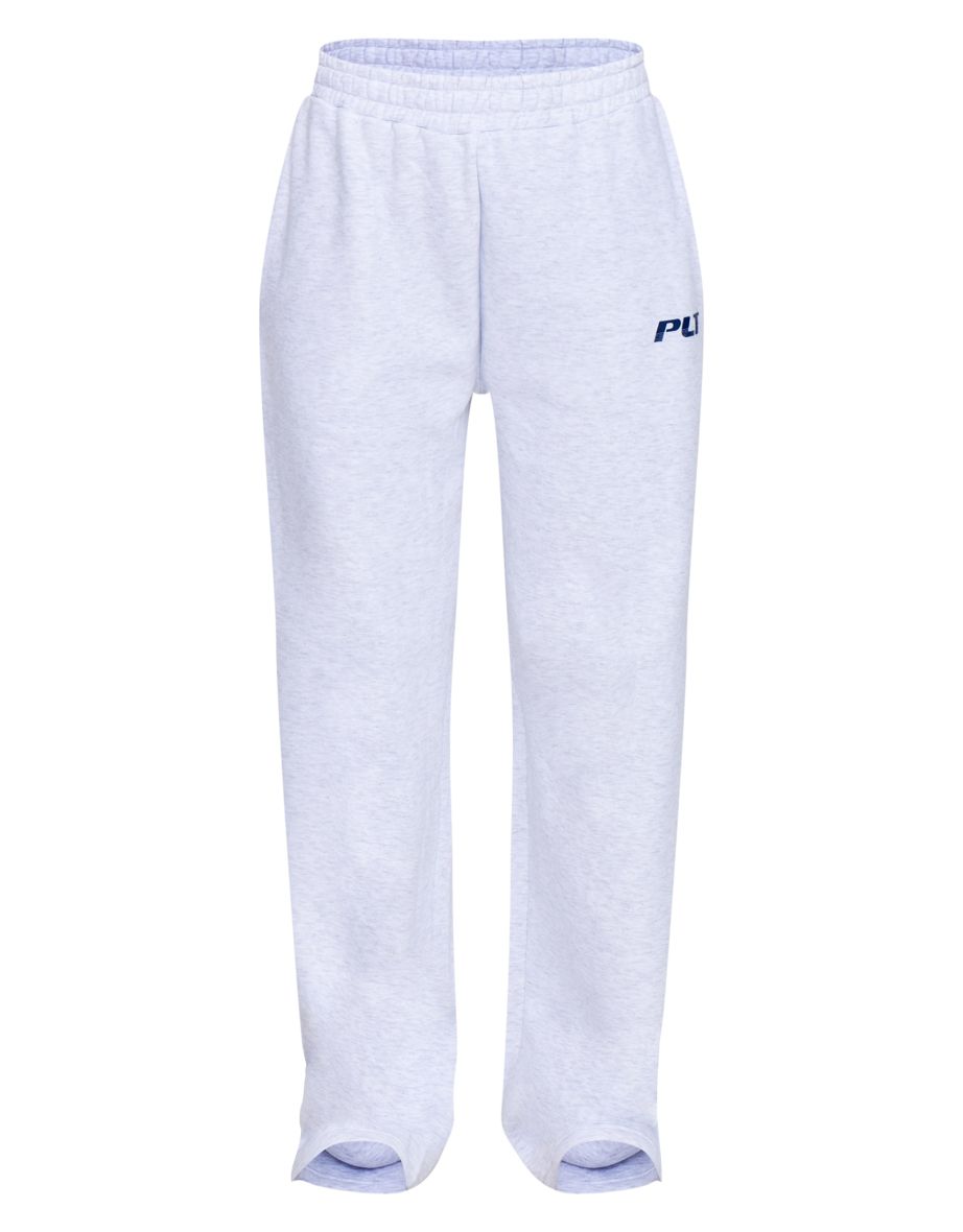 PRETTYLITTLETHING Tall Grey Marl Logo Wide Leg Joggers - 4