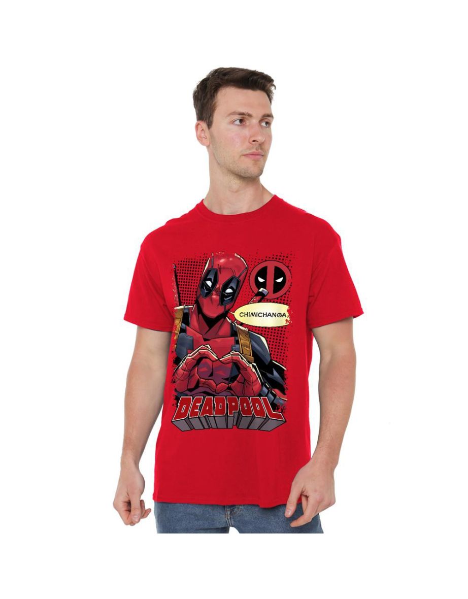 Deadpool Mens Chimichanga Heart T-Shirt - Red
