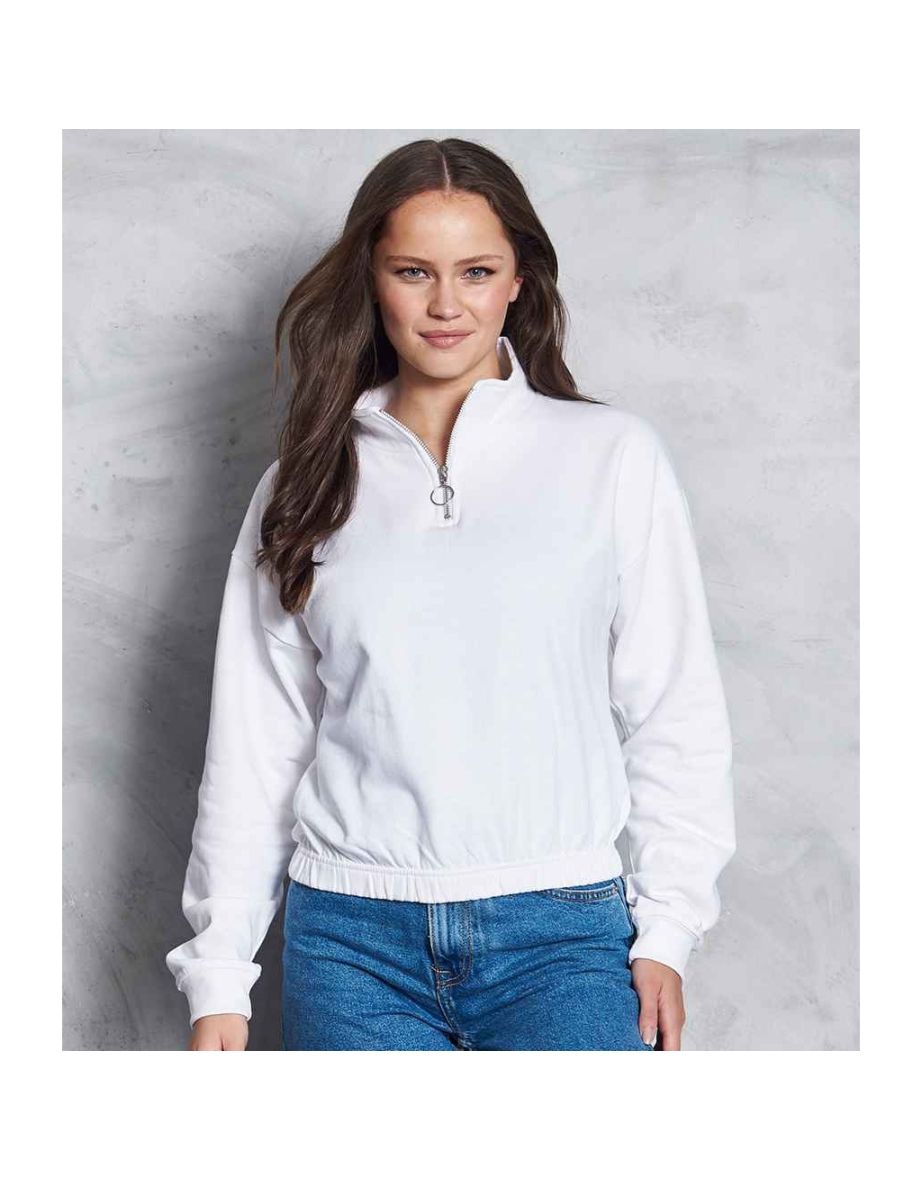 Awdis Womens/Ladies Cropped Sweatshirt - Arctic White - 3