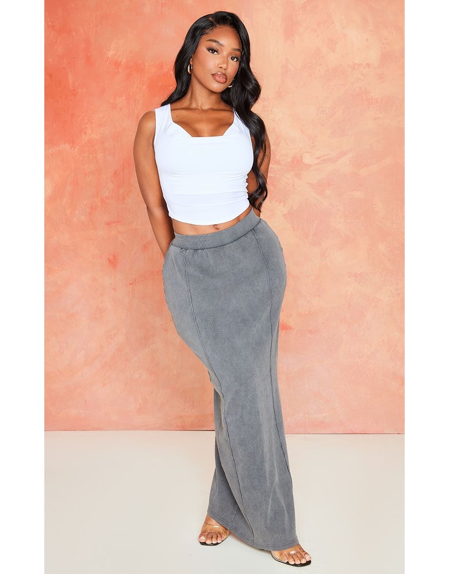 Grey ribbed maxi on sale skirt